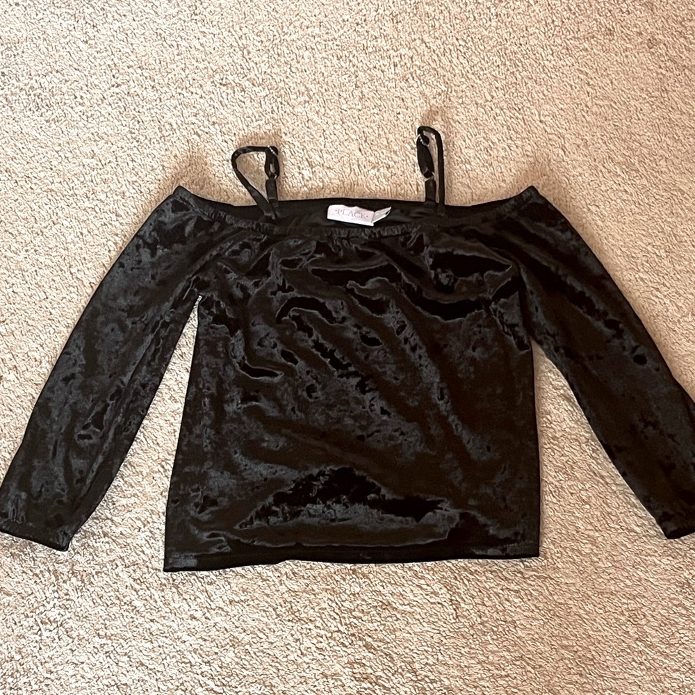 NEW The Children's Place Girls Black Velvet Spaghetti Strap Top Size M 7/8